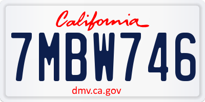 CA license plate 7MBW746