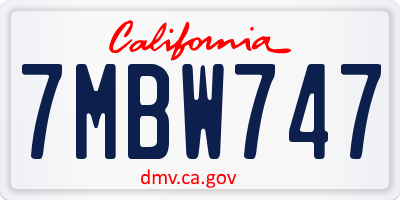 CA license plate 7MBW747