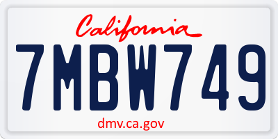 CA license plate 7MBW749