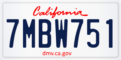 CA license plate 7MBW751
