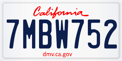 CA license plate 7MBW752