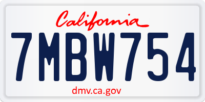 CA license plate 7MBW754