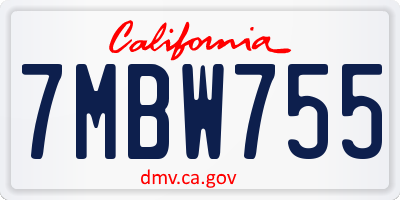 CA license plate 7MBW755