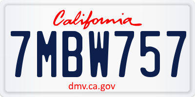 CA license plate 7MBW757