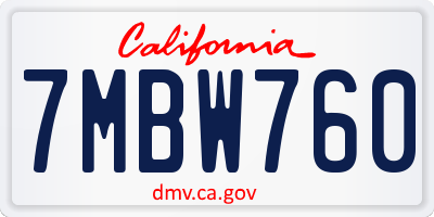 CA license plate 7MBW760