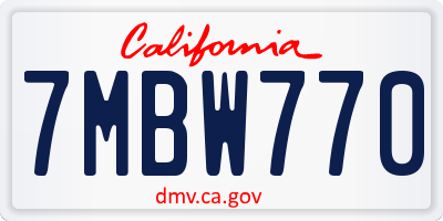 CA license plate 7MBW770