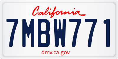 CA license plate 7MBW771