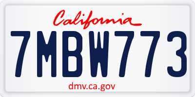 CA license plate 7MBW773