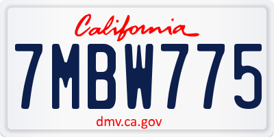 CA license plate 7MBW775