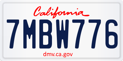 CA license plate 7MBW776