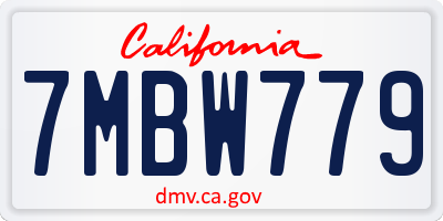 CA license plate 7MBW779