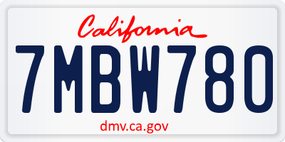 CA license plate 7MBW780