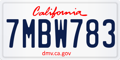 CA license plate 7MBW783