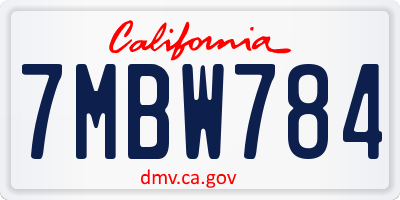 CA license plate 7MBW784
