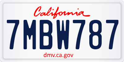 CA license plate 7MBW787