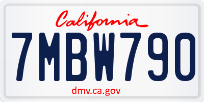 CA license plate 7MBW790
