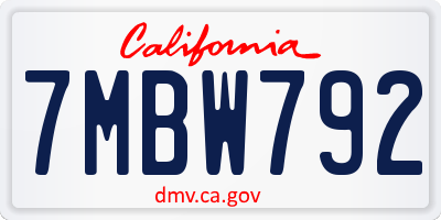 CA license plate 7MBW792