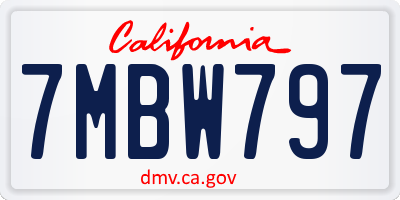 CA license plate 7MBW797