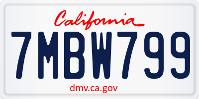 CA license plate 7MBW799