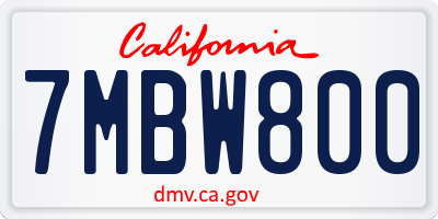 CA license plate 7MBW800