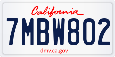 CA license plate 7MBW802