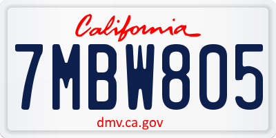 CA license plate 7MBW805