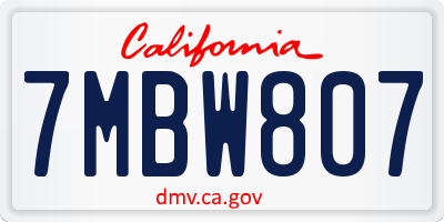 CA license plate 7MBW807