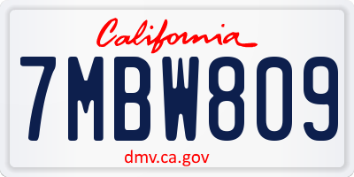 CA license plate 7MBW809