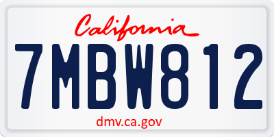 CA license plate 7MBW812