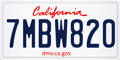 CA license plate 7MBW820