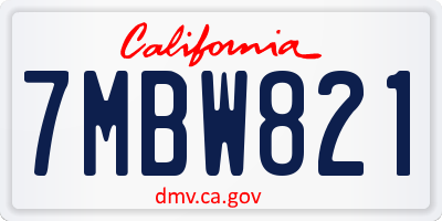 CA license plate 7MBW821