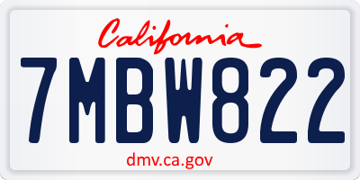 CA license plate 7MBW822