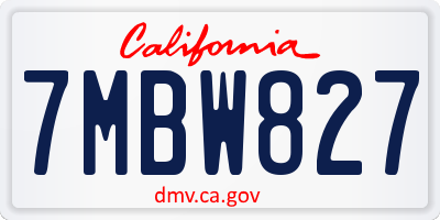 CA license plate 7MBW827