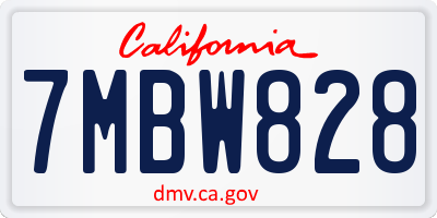 CA license plate 7MBW828