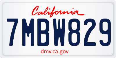 CA license plate 7MBW829