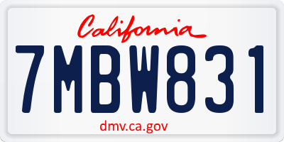 CA license plate 7MBW831