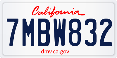 CA license plate 7MBW832