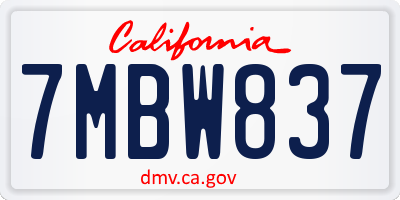 CA license plate 7MBW837