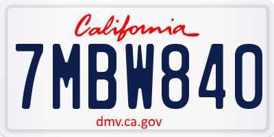 CA license plate 7MBW840
