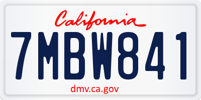 CA license plate 7MBW841