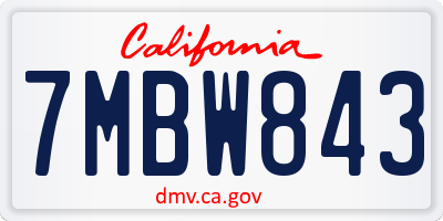 CA license plate 7MBW843
