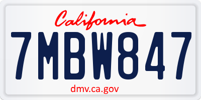 CA license plate 7MBW847