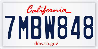 CA license plate 7MBW848