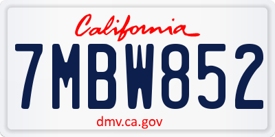 CA license plate 7MBW852