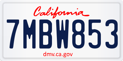 CA license plate 7MBW853