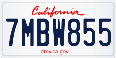 CA license plate 7MBW855