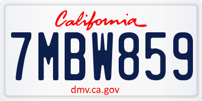 CA license plate 7MBW859