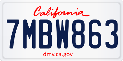 CA license plate 7MBW863