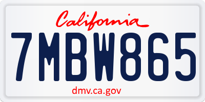 CA license plate 7MBW865
