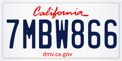 CA license plate 7MBW866
